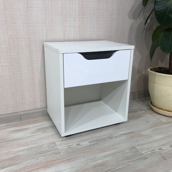 

Тумба прикроватная DiPortes Kt-410 без ручек, Белая / Белый глянец