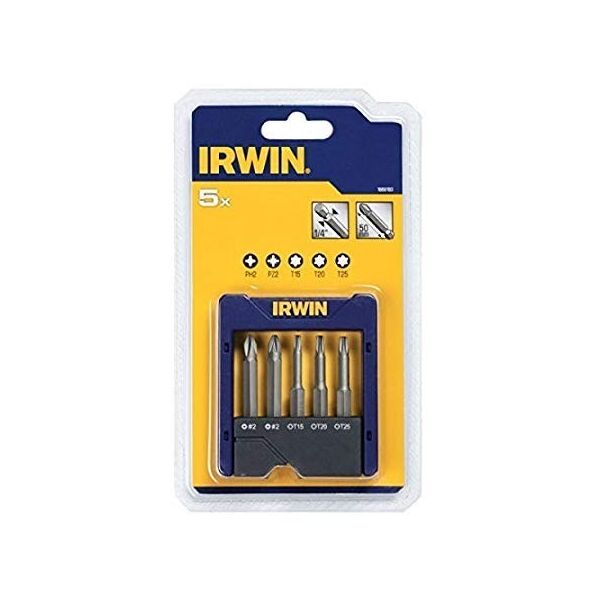 

Набор бит Irwin усиленных в футляре 5 штук (PH2,PZ2,T15,20,25) (1868193)