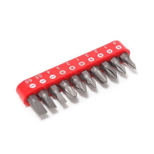 

Набор бит 10 предметов 1/4" (PH.0,1,2,3, PZ.1,2,3, SL 4, 5.5, 6.5мм-25мм),в блистере Forsage F-21020