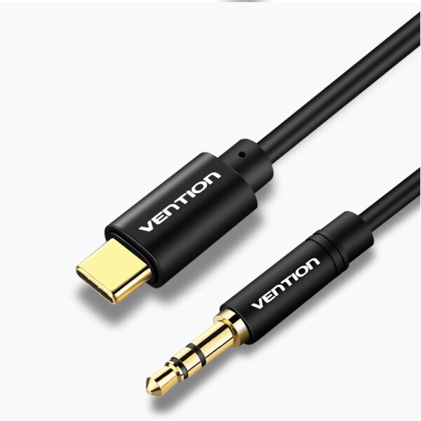 

Кабель Audio Type-C-3.5мм Vention Spring Stereo gold-plated 1m Black (BGABF)