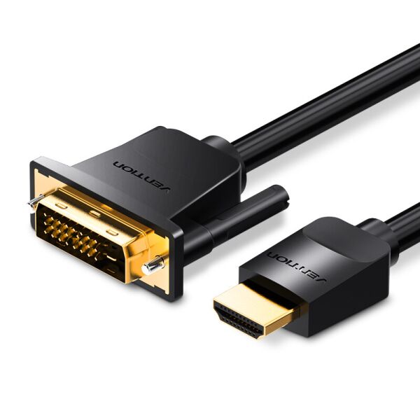 

Кабель HDMI-DVI v.1.4 Vention (DVI 24+1) 1080P 60Hz gold-plated 0.5m Black (ABFBD)
