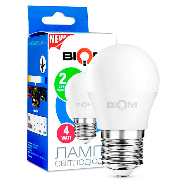 

Светодиодная лампа BIOM BT-543 G45 4W E27 3000K (Шар)