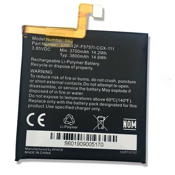 

Аккумулятор для Caterpillar CAT S60 APP-12F-F5757I-CGX-111
