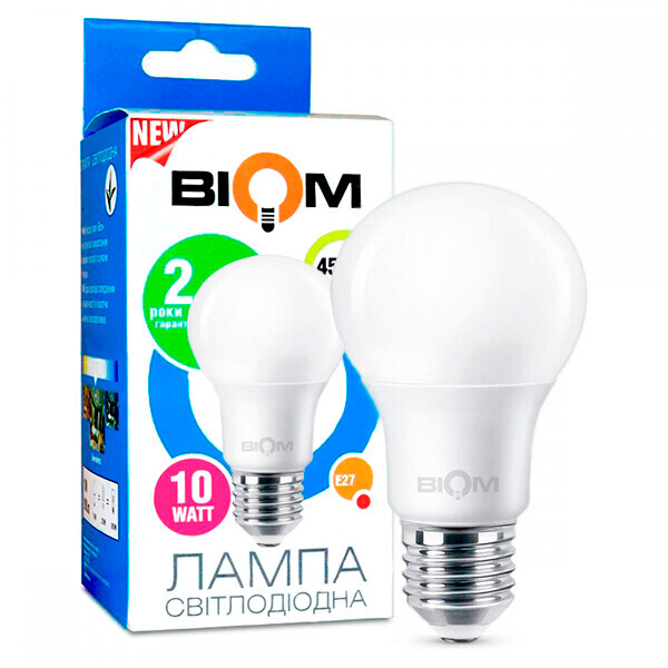 

Светодиодная лампа BIOM BT-510 10W E27 4500K А60 (Груша)