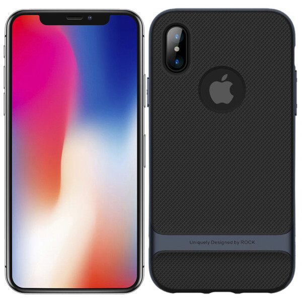 

Чехол Rock Royce Series TPU+PC с функцией подставки для Apple iPhone X (Черный / Синий) (23201)