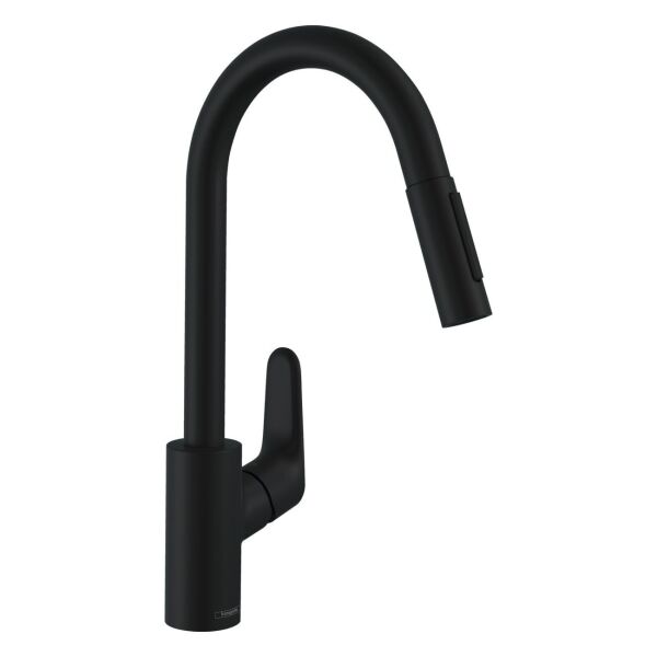 

Смеситель кухонный с вытяжным душем HANSGROHE FOCUS 31815670 черный латунь 72557