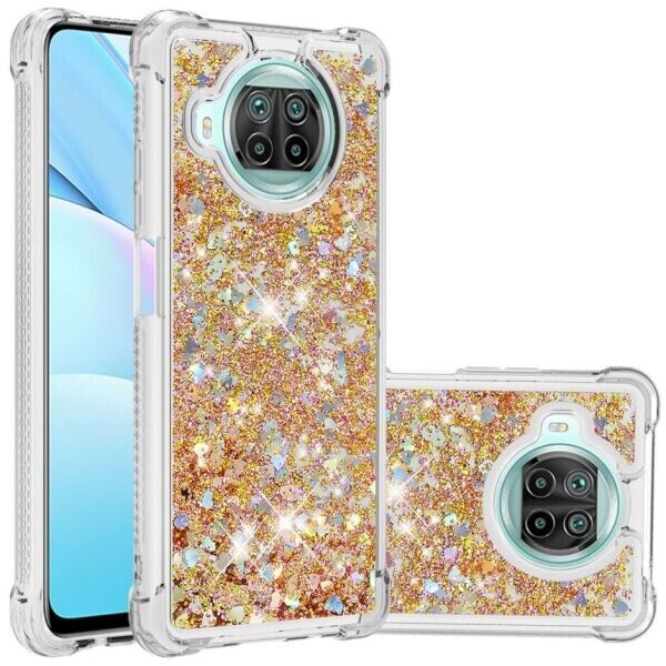 

Силиконовый (TPU) чехол Deexe Liquid Glitter для Xiaomi Mi 10T Lite - Gold