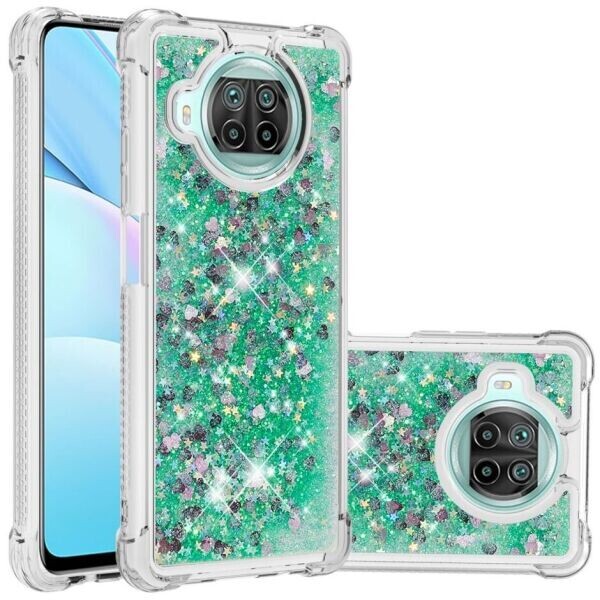 

Силиконовый (TPU) чехол Deexe Liquid Glitter для Xiaomi Mi 10T Lite - Green