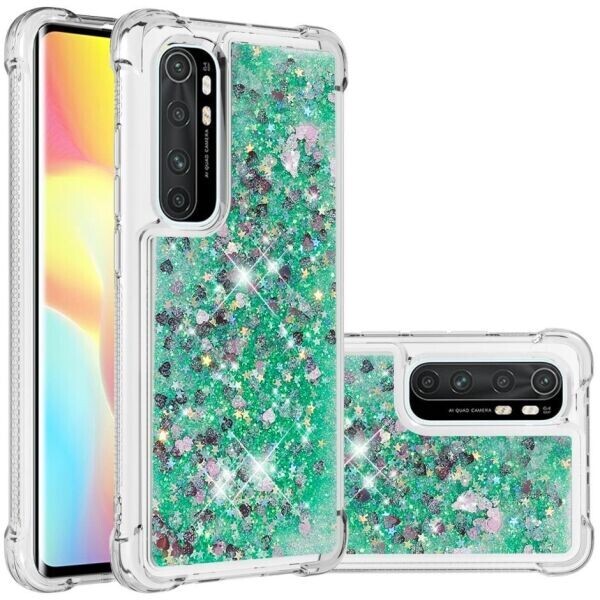 

Силиконовый (TPU) чехол Deexe Liquid Glitter для Xiaomi Mi Note 10 Lite - Green