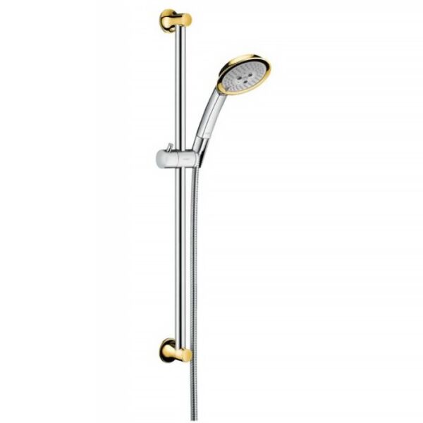 

Душевой гарнитур со стойкой HANSGROHE Raindance Classic 100 со шлангом и лейкой золотой 27843090