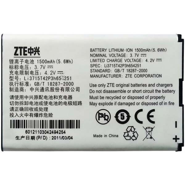 

Аккумулятор ZTE Li3715t42P3h654251 WiFi-router
