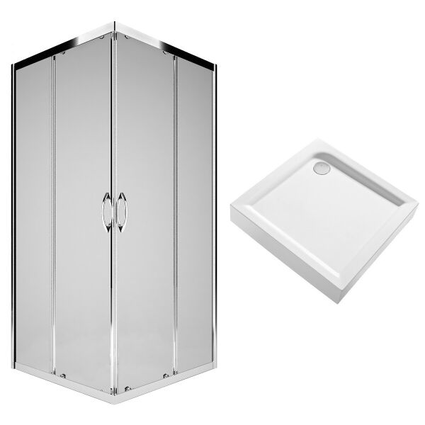 

Душевая кабина квадратная c поддоном KOLO REKORD PKDK90222003+XBK1690000 90см x 90см хром 71628