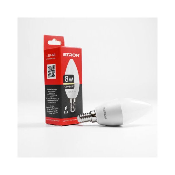

Лампа светодиодная ETRON Light Power 1-ELP-023 C37 8W 3000K 220V E14