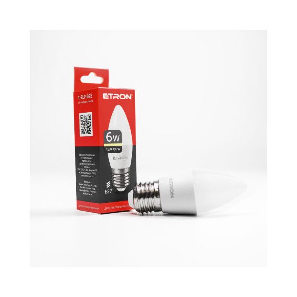 

Лампа светодиодная ETRON Light Power 1-ELP-025 C37 6W 3000K 220V E27