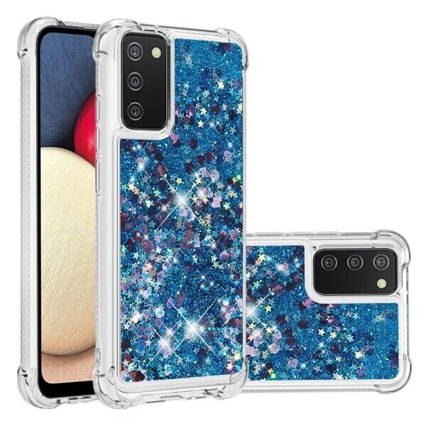 

Силиконовый (TPU) чехол Deexe Liquid Glitter для Samsung Galaxy A02s (A025) - Blue