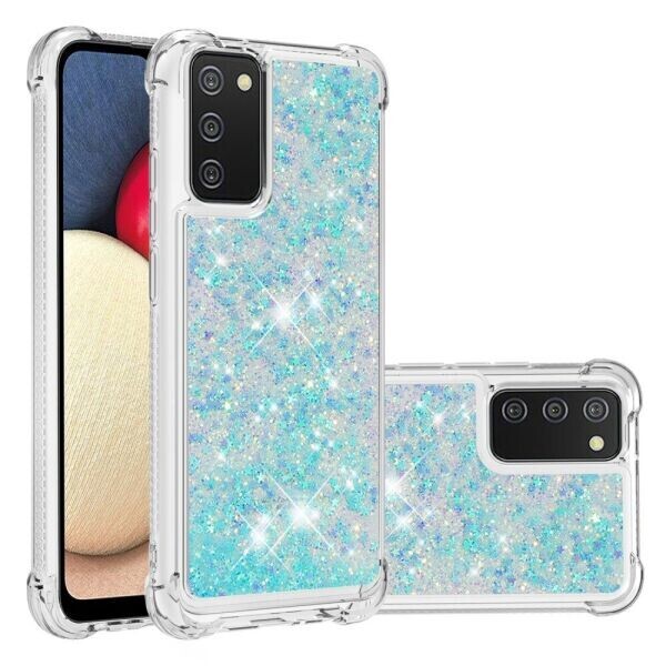 

Силиконовый (TPU) чехол Deexe Liquid Glitter для Samsung Galaxy A02s (A025) - Baby Blue
