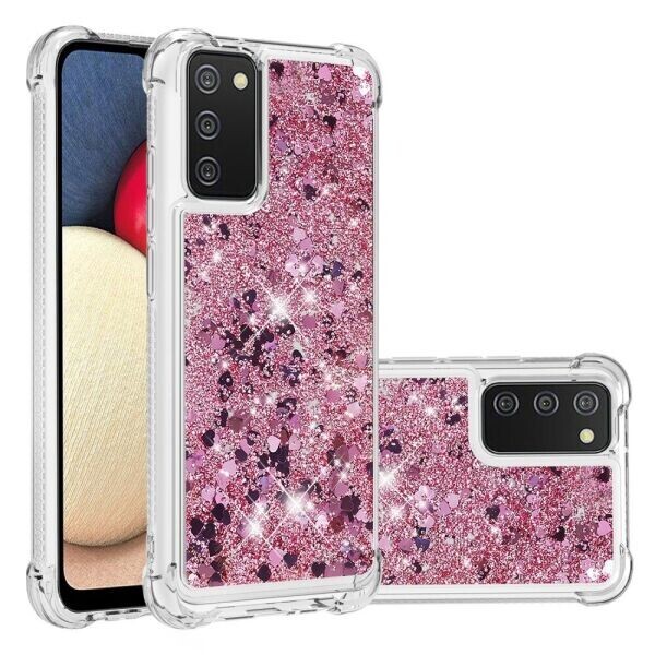 

Силиконовый (TPU) чехол Deexe Liquid Glitter для Samsung Galaxy A02s (A025) - Rose Gold