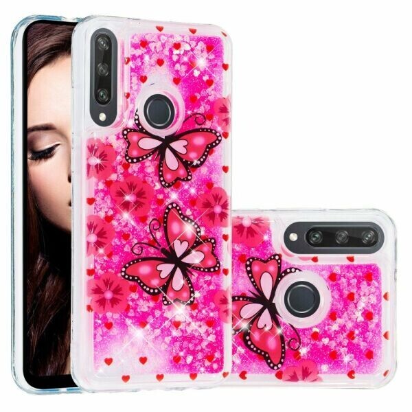 

Силиконовая (TPU) накладка Deexe Fashion Glitter для Huawei Y6p - Butterflies