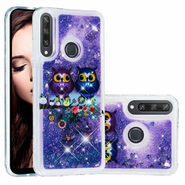 

Силиконовая (TPU) накладка Deexe Fashion Glitter для Huawei Y6p - Couple Owls