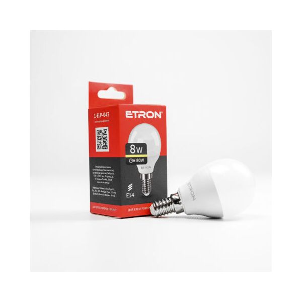 

Лампа светодиодная ETRON Light Power 1-ELP-043 G45 8W 3000K 220V E14