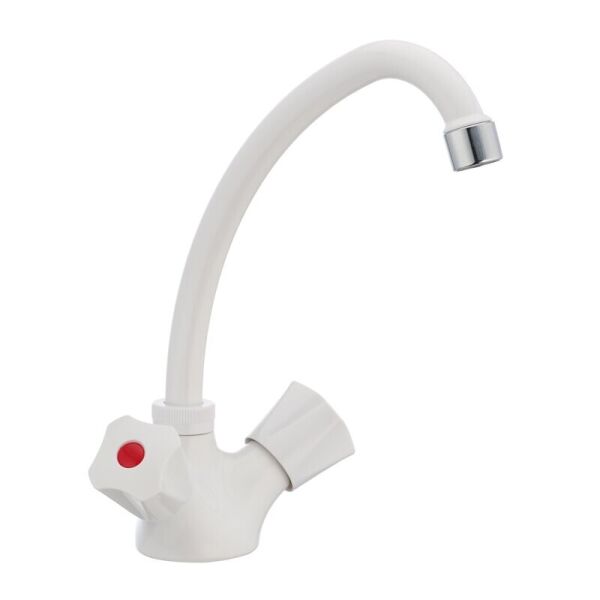 

Смеситель для кухни двухвентильный PLAMIX Omega PM0020 белый пластик 63308