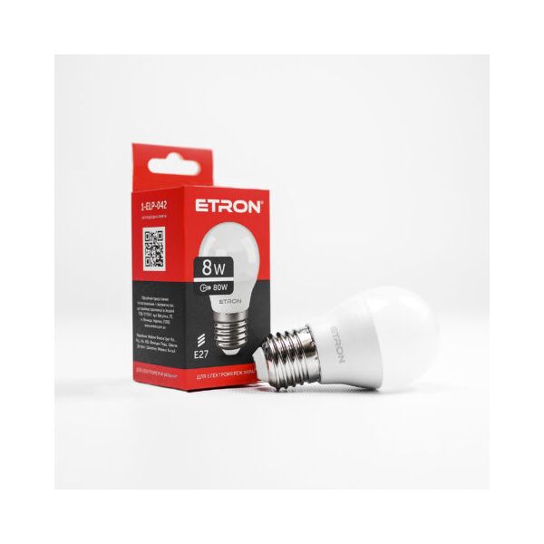 

Лампа светодиодная ETRON Light Power 1-ELP-042 G45 8W 4200K 220V E27
