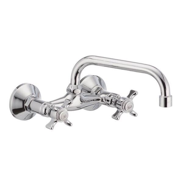 

Смеситель кухонный двухвентильный настенный HAIBA Zeus HB0440 хром латунь 63326