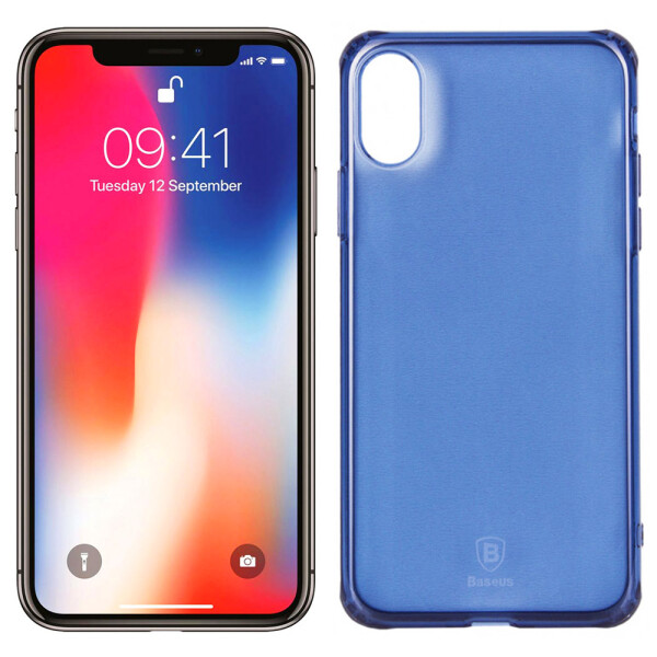 

Чехол Baseus Simple Series Case для iPhone X (Anti-fall TPU) Transparent Blue (C03) (23014)