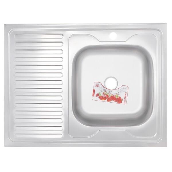 

Раковина на кухню металлическая прямоугольная ZERIX ZS0609 600мм x 800мм матовая 0.8мм 73305