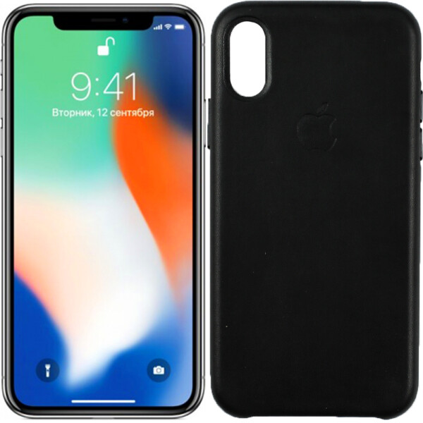 

Чехол Apple Leather Case для iPhone X Black (27270)