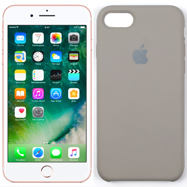 

Оригинальный силиконовый чехол для iPhone 7/8 Пепельно Серый (28244)