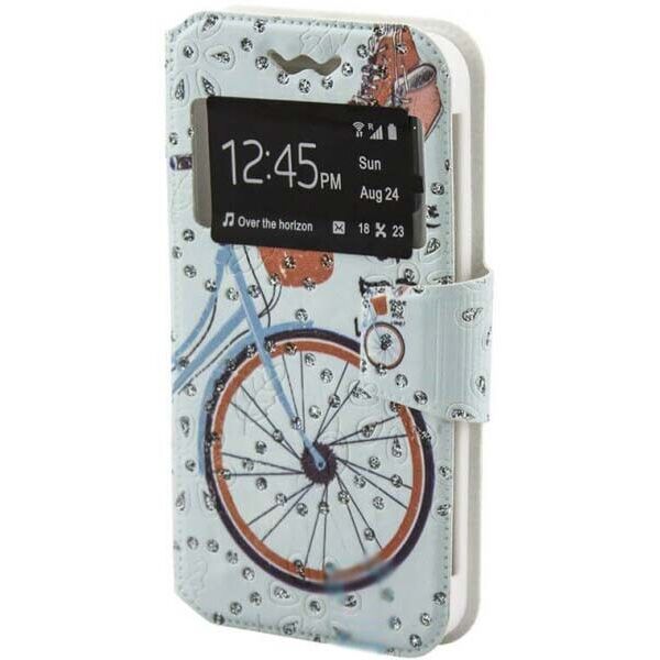 

Универсальный чехол книжка (1 окно) print 5.8-6.0 bicycle Синий