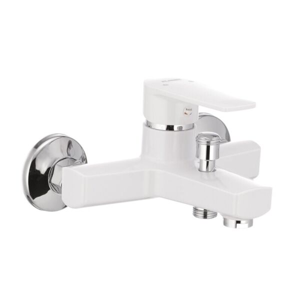 

Кран для ванной однорычажный с коротким гусаком PLAMIX Oscar PM0025 белый пластик 63897
