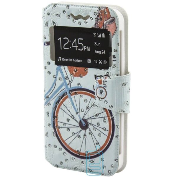 

Чехол универсальный книжка (1 окно) print 5.3-5.8 bicycle Синий