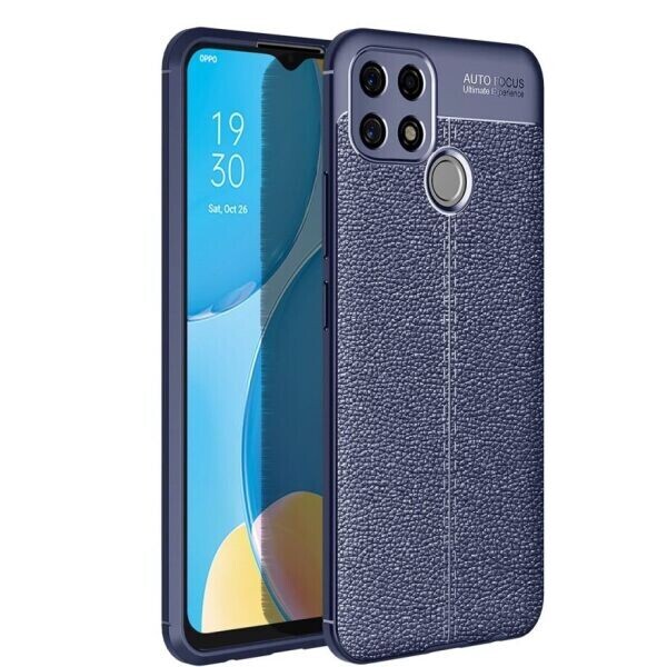 

Защитный чехол Deexe Leather Cover для Oppo A15 / A15s - Blue
