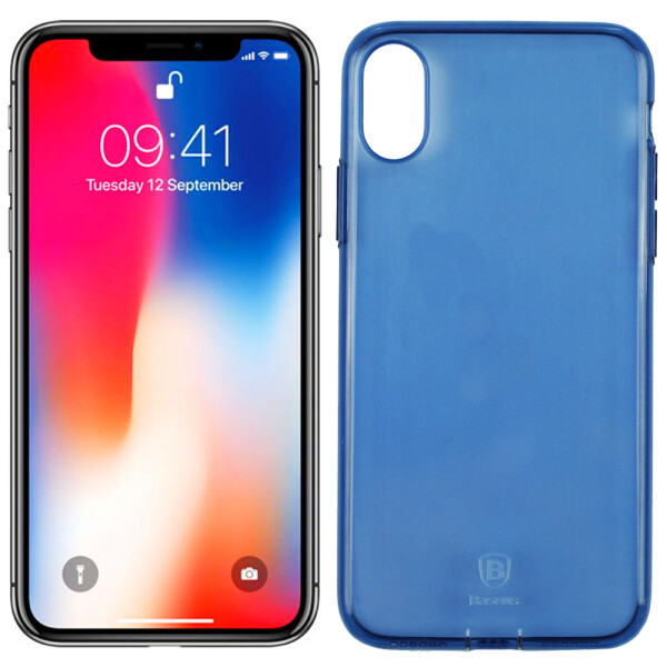 

Чехол Baseus Simple Series Case для iPhone X (With Pluggy TPU) Transparent Blue (A03) (23017)