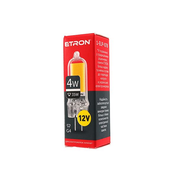 

Лампа светодиодная ETRON Light Power 1-ELP-078 G4 Glass 4W 4200K 12V