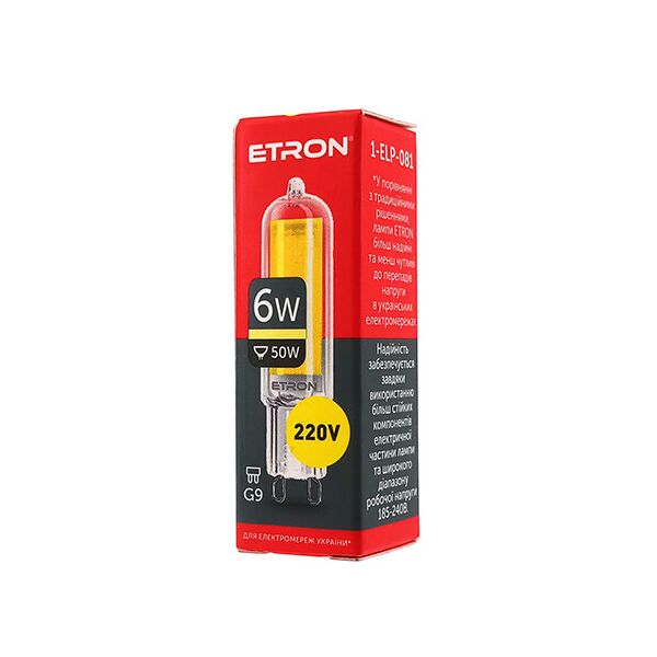 

Лампа светодиодная ETRON Light Power 1-ELP-081 G9 Glass 6W 3000K 220V