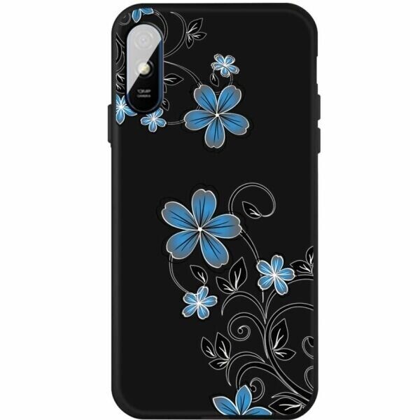 

Защитный чехол Deexe Black Style для Xiaomi Redmi 9A - Blue Flowers