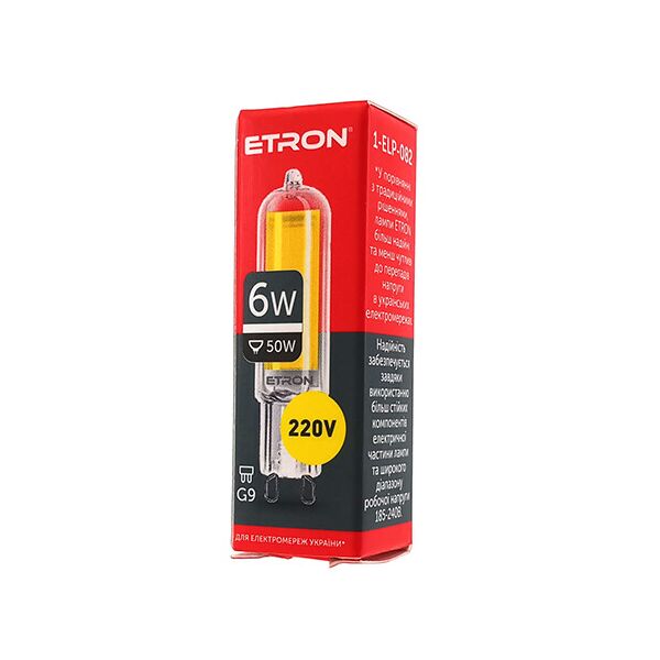 

Лампа светодиодная ETRON Light Power 1-ELP-082 G9 Glass 6W 4200K 220V