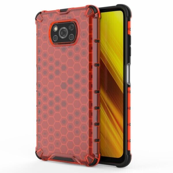 

Защитный чехол Deexe Honeycomb Series для Xiaomi Poco X3 - Red