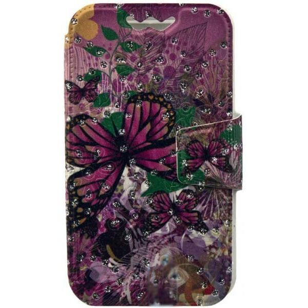 

Универсальный чехол книжка (без окна) print 5.8-6.0 butterfly Розовий