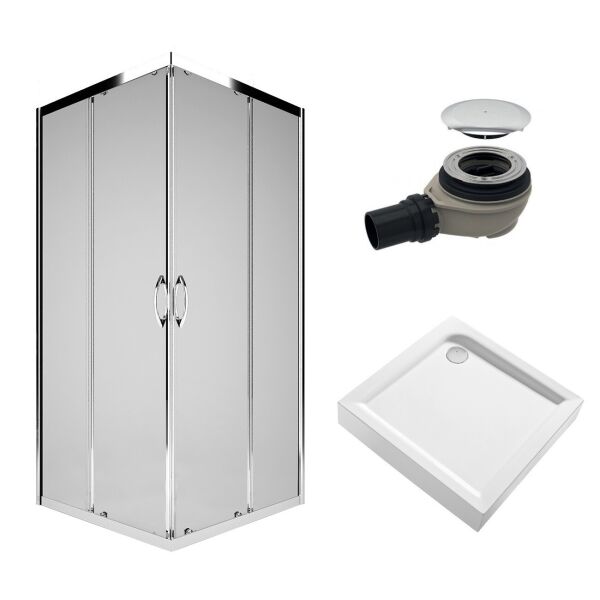 

Душевая кабина поддон и сифон KOLO REKORD PKDK90222003+XBK169+150.551.21.1 91см x 91см хром 82355
