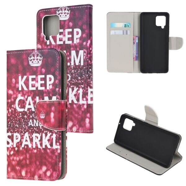 

Чехол-книжка Deexe Color Wallet для Samsung Galaxy A12 - Keep Calm and Sparkle