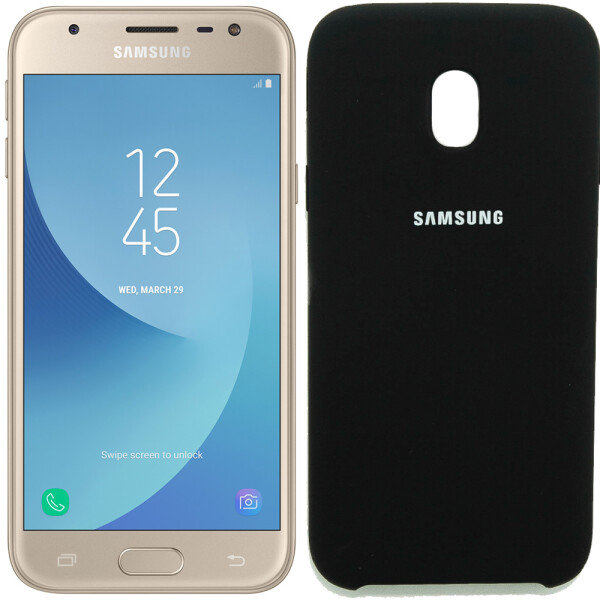 

Чехол силиконовый оригинальный для Samsung J330 (J3-2017) Чёрный (19677)