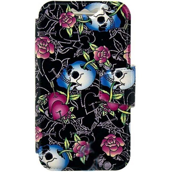 

Универсальный чехол книжка (без окна) print 5.8-6.0 skull and roses Черный