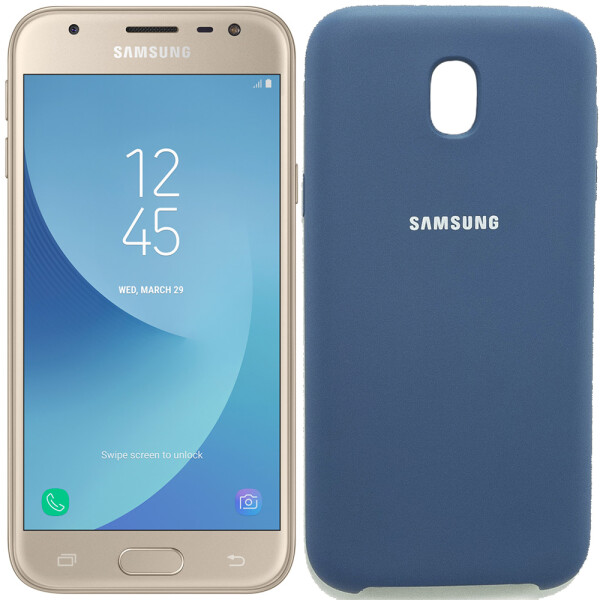 

Чехол силиконовый оригинальный для Samsung J330 (J3-2017) Темно синий (19678)
