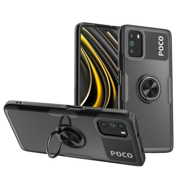 

Защитный чехол Deexe Clear Ring для Xiaomi Poco M3 - Black