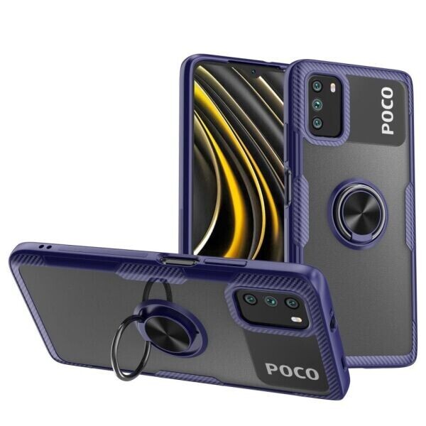 

Защитный чехол Deexe Clear Ring для Xiaomi Poco M3 - Purple / Silver