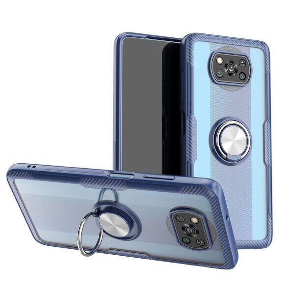 

Защитный чехол Deexe Clear Ring для Xiaomi Poco X3 - Navy Blue